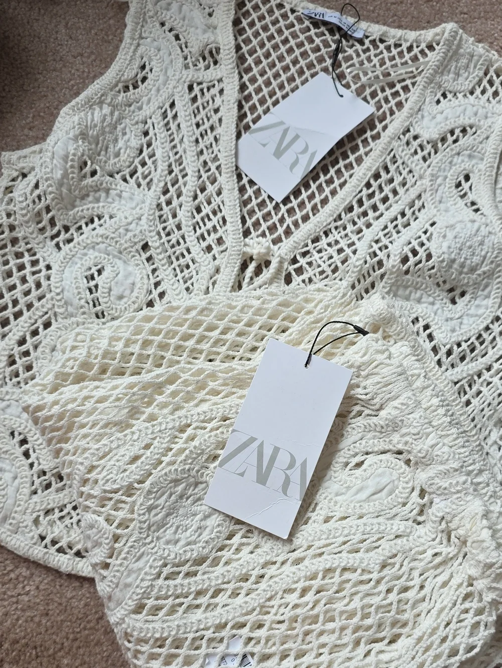 Zara Set 2pc Crochet Vest and Pants Size M